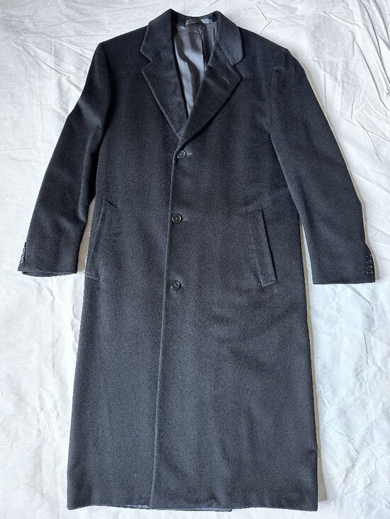 Loro Piana for Nieman Marcus Cashmere Full Length Black Overcoat (Men's 38-39R) - Picture 1 of 9